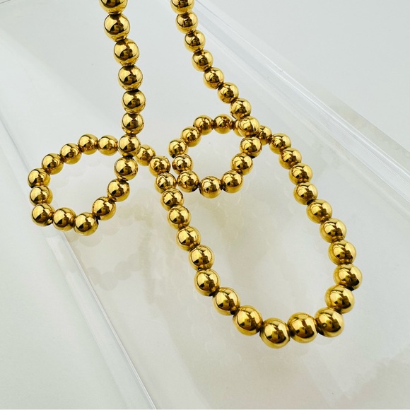 VINTAGE NAPIER BALL BEAD POLISHED GOLD PLATED NECKLACE - Picture 12 of 12
